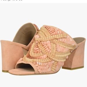 Donald Pliner sandals Wynne slide shoes Embellished Mules‎ blush peony 5.5 suede